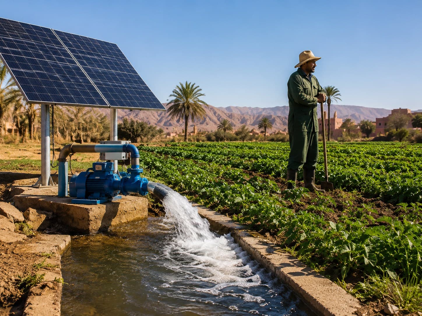 Ferme marocaine avec besoin d'énergie solaire et pompage