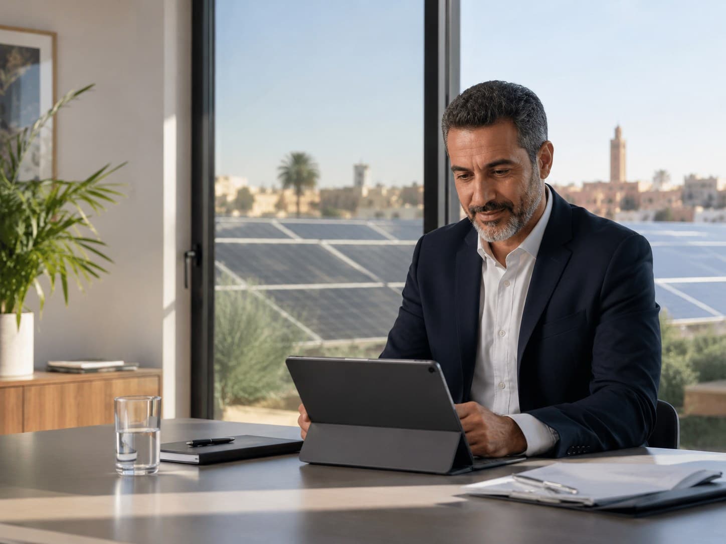 Dirigeant consultant un diagnostic énergie pour entreprise au Maroc