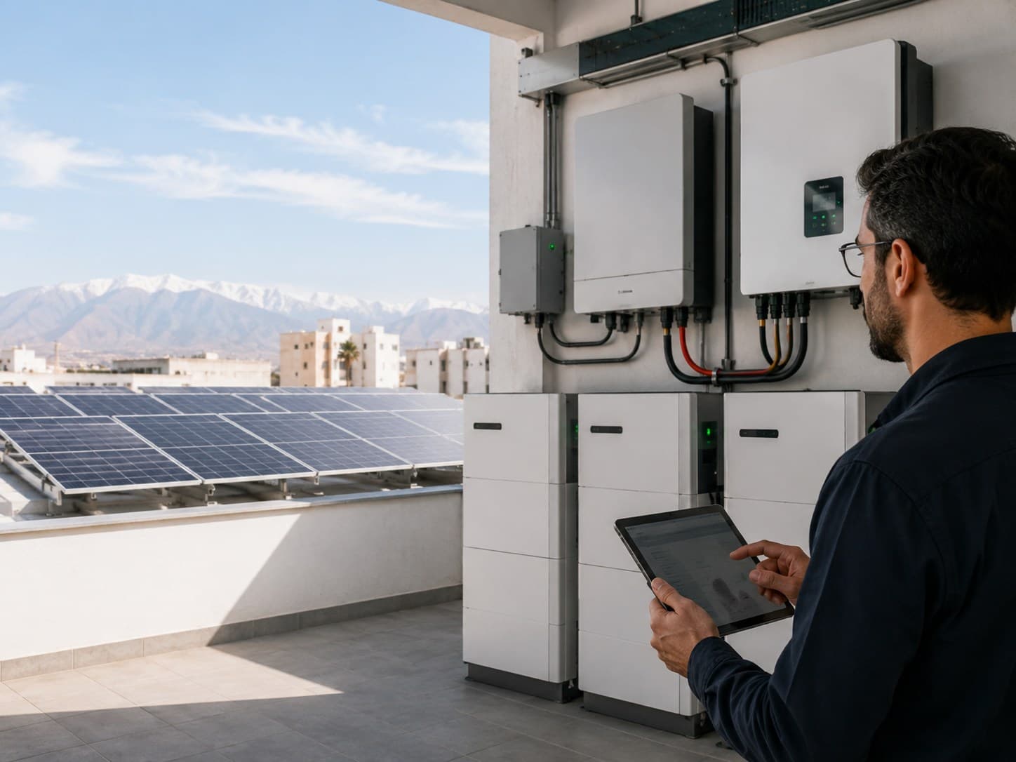 Installation solaire hybride avec stockage pour entreprise